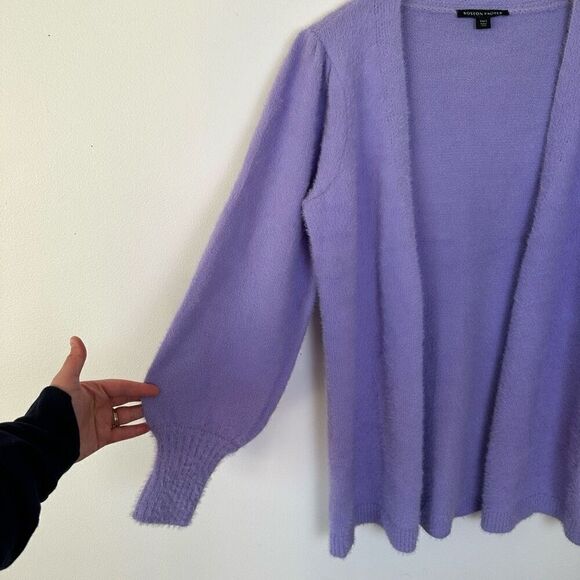 Boston Proper Women’s Plush Balloon Sleeve Cardigan Violet Tulip - Picture 6 of 11